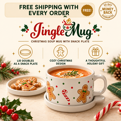 JingleMug™ Christmas Soup Mug with Snack Plate