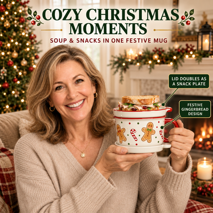 JingleMug™ Christmas Soup Mug with Snack Plate