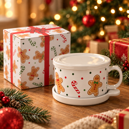 JingleMug™ Christmas Soup Mug with Snack Plate